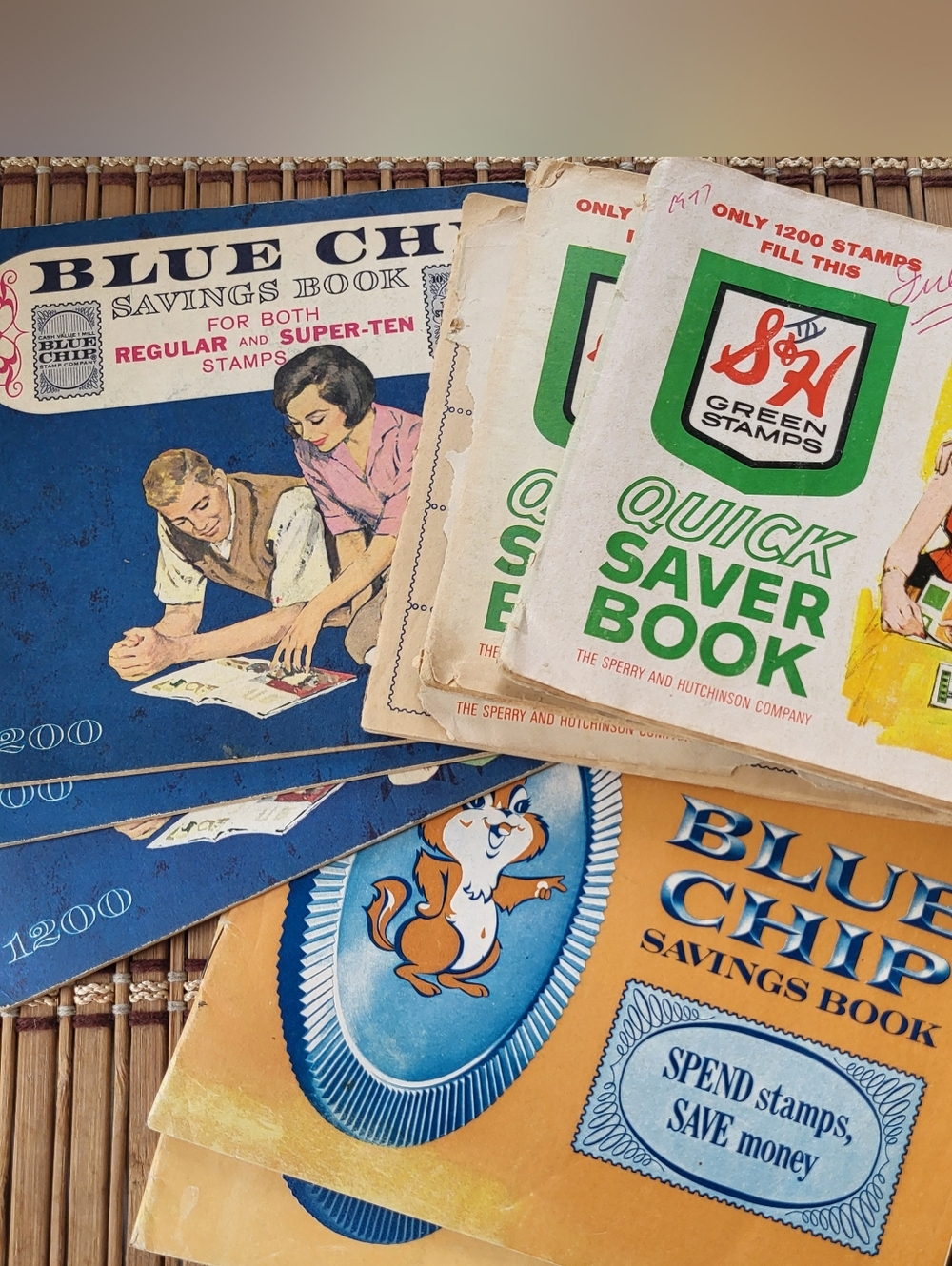 Blue Chip & Quick Saver Vintage Savings Book Lot - Yellow, Blue, Green